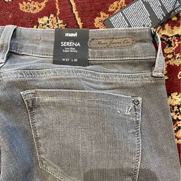 NWT Ladies Mavi Serena, Low Rise, Super Skinny Color Grey - Picture 2 of 4